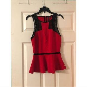 Red Guess Peplum Top